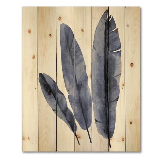 Designart - Navy Blue Tropical Banana Leaves